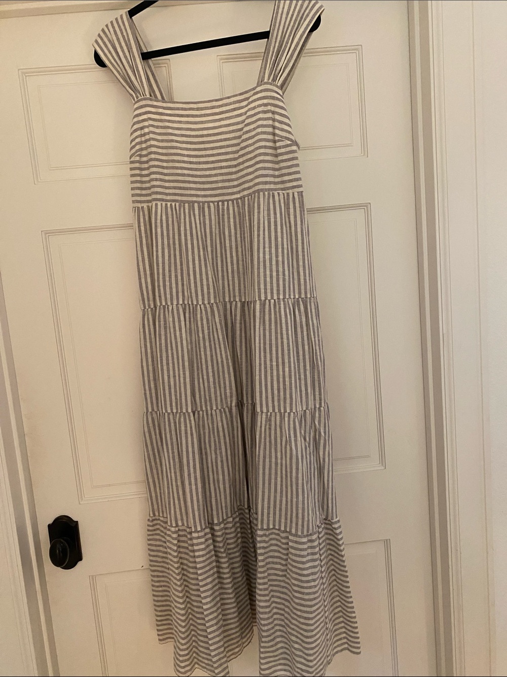 Madewell Striped Maxi Sundress in Light Gray and White